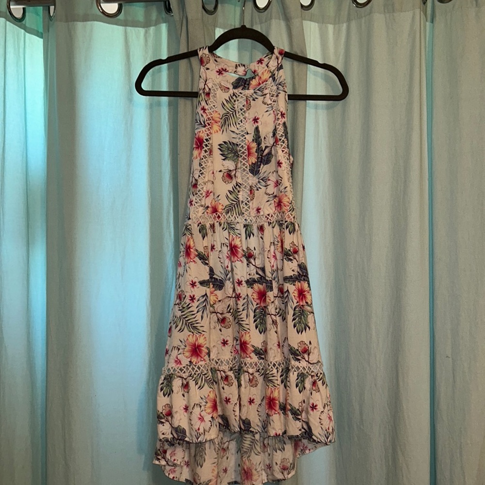 Backless halter dress Hawaiian floral print xs Sunday Mi Amor